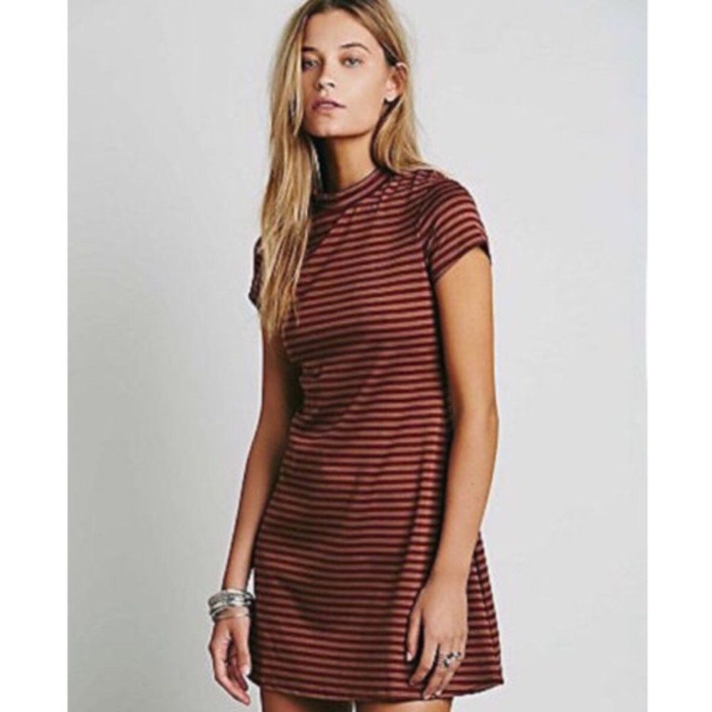 Free People Beach On the Line Ponte Dress Bordeaux